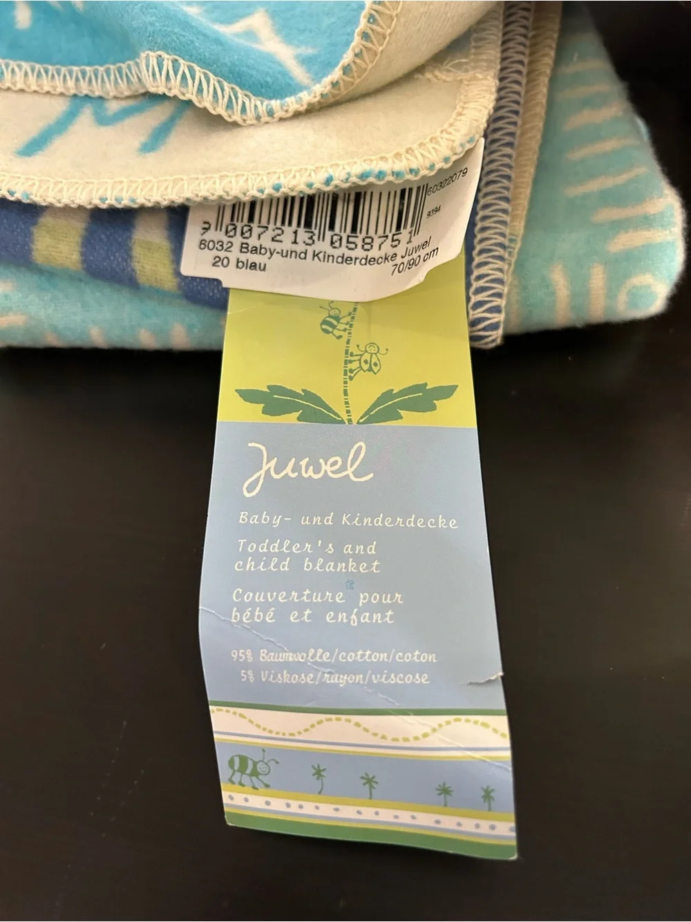 NWT David Fussenegger Striped Baby Blanket Kinderdecke Juwel  with Animal Print